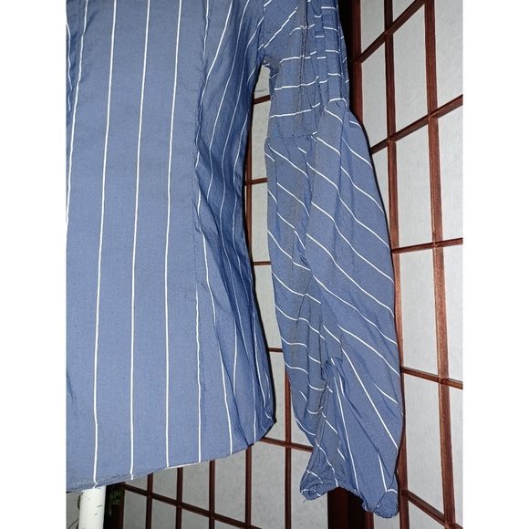 Anthropologie Belle Vere Pleated Striped Blouse - Picture 10 of 16